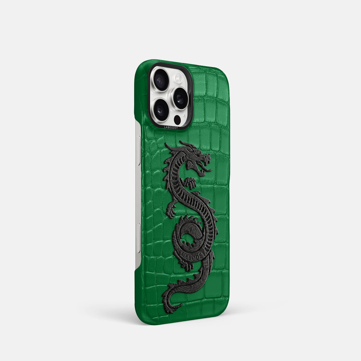 Forest-Green iPhone 16 Pro Classic Case Alligator with Black Metal -2 | Forest-Green-Black