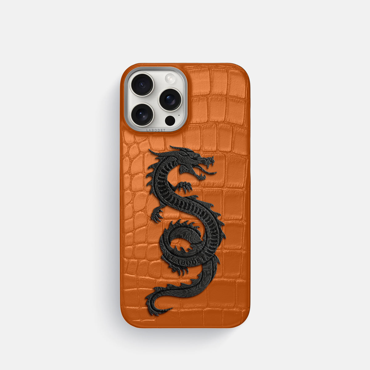 Orange iPhone 16 Pro Classic Case Alligator with Steel Metal -1 | Orange-Steel