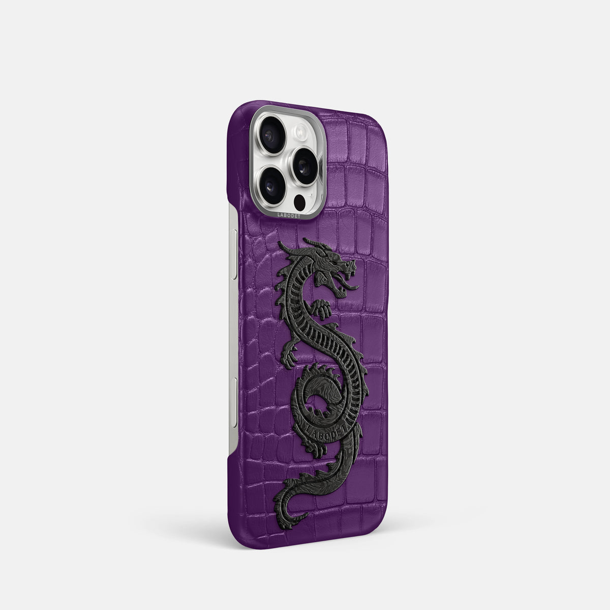 Purple iPhone 16 Pro Classic Case Alligator with Steel Metal -2 | Purple-Steel