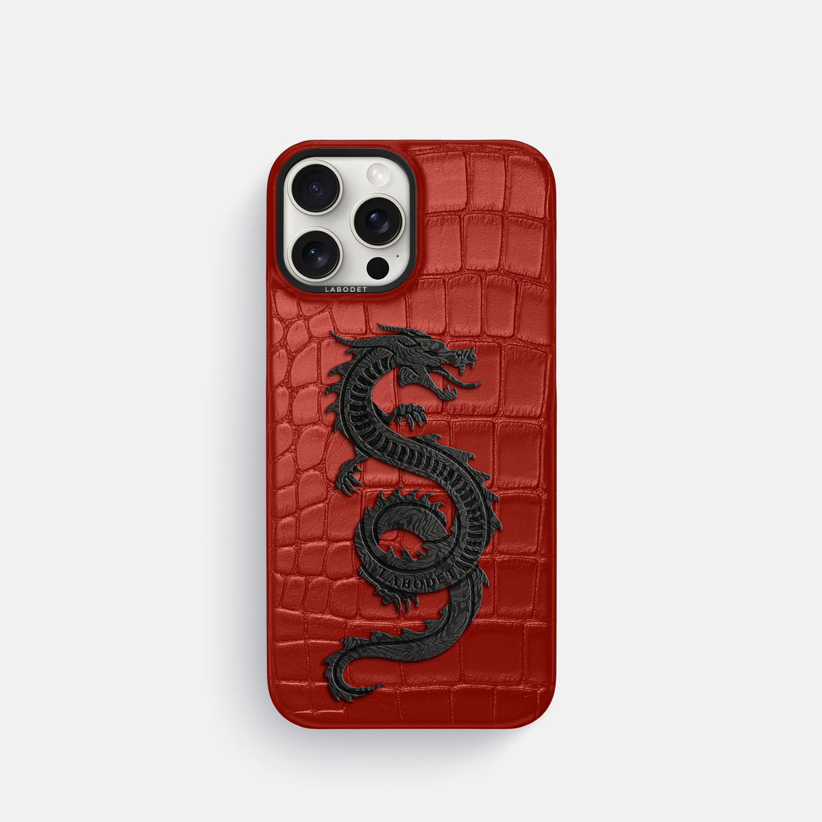Red iPhone 16 Pro Classic Case Alligator with Black Metal -1 | Red-Black