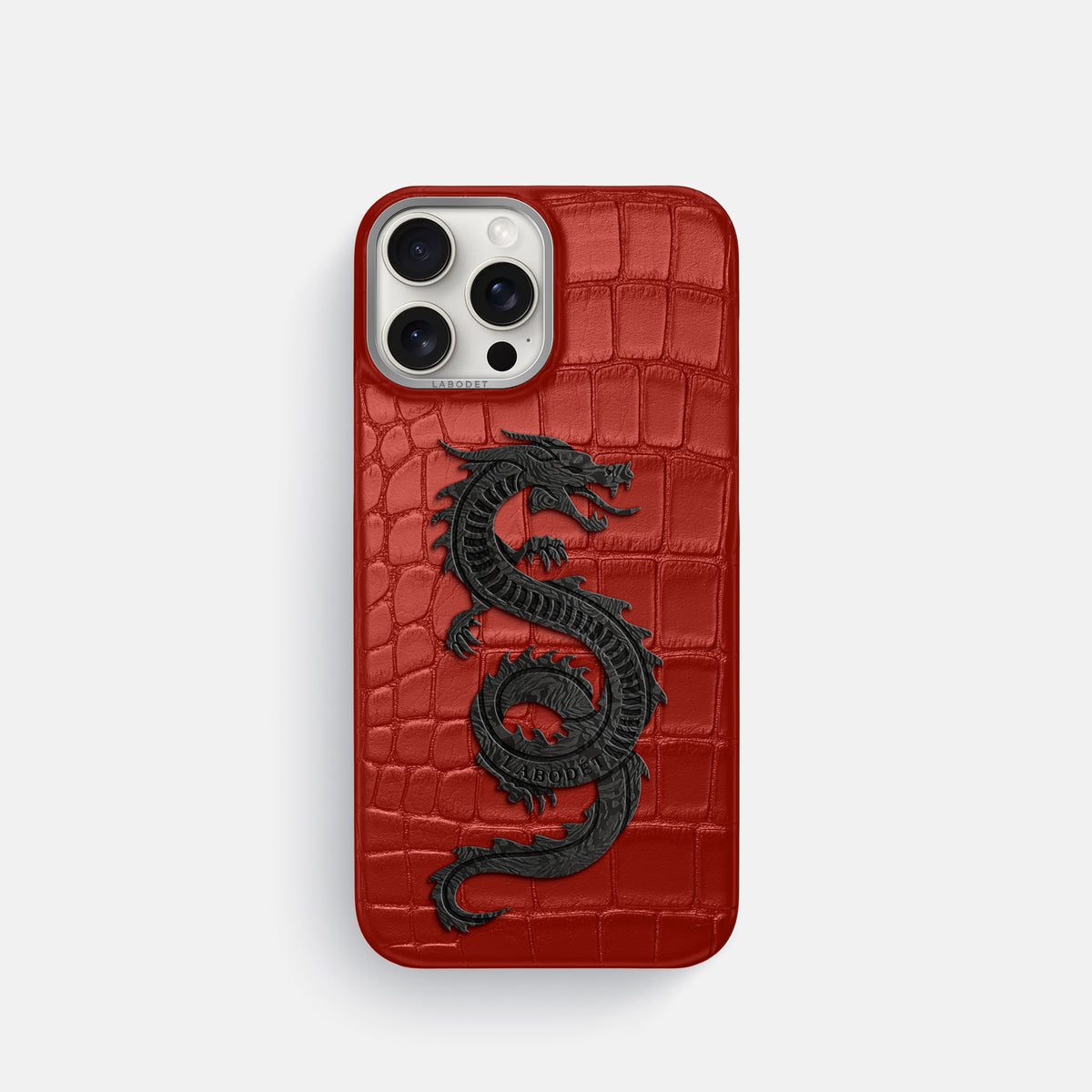 Red iPhone 16 Pro Classic Case Alligator with Steel Metal -1 | Red-Steel