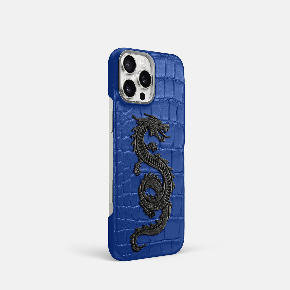 Royal Blue iPhone 16 Pro Classic Case Alligator with Steel Metal -2 | Royal-Blue-Steel