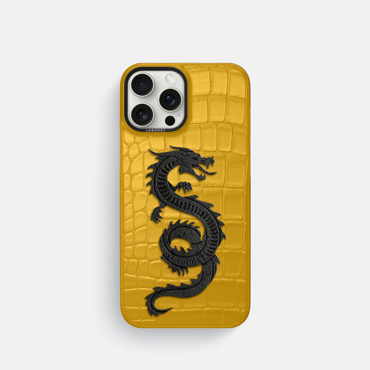 Yellow iPhone 16 Pro Classic Case Alligator with Black Metal -1 | Yellow-Black