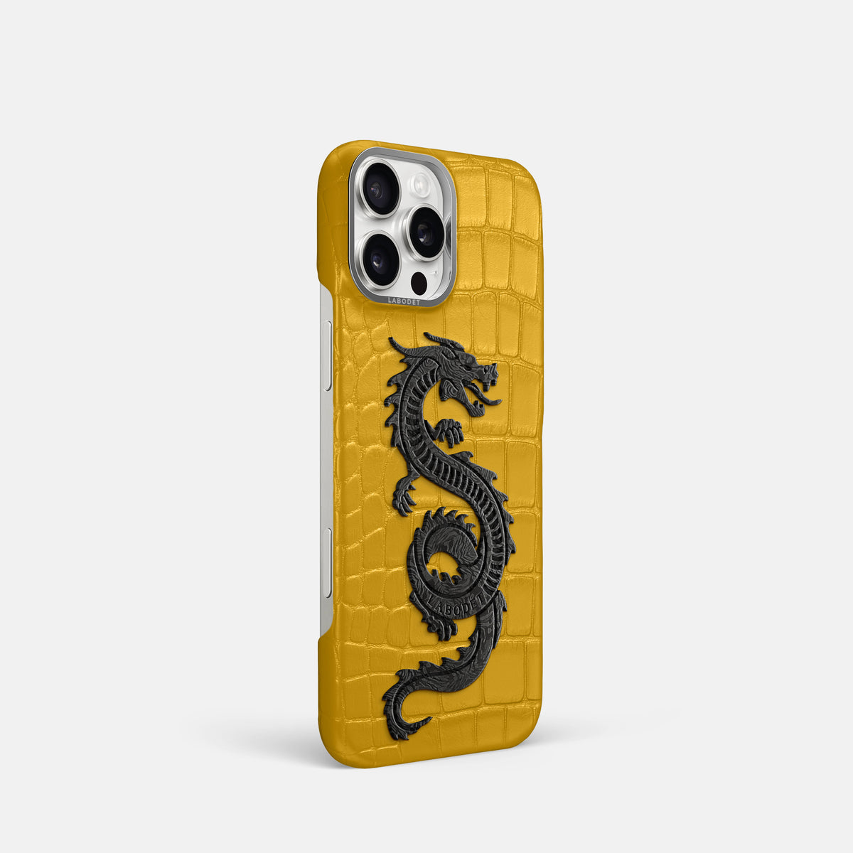 Yellow iPhone 16 Pro Classic Case Alligator with Steel Metal -2 | Yellow-Steel
