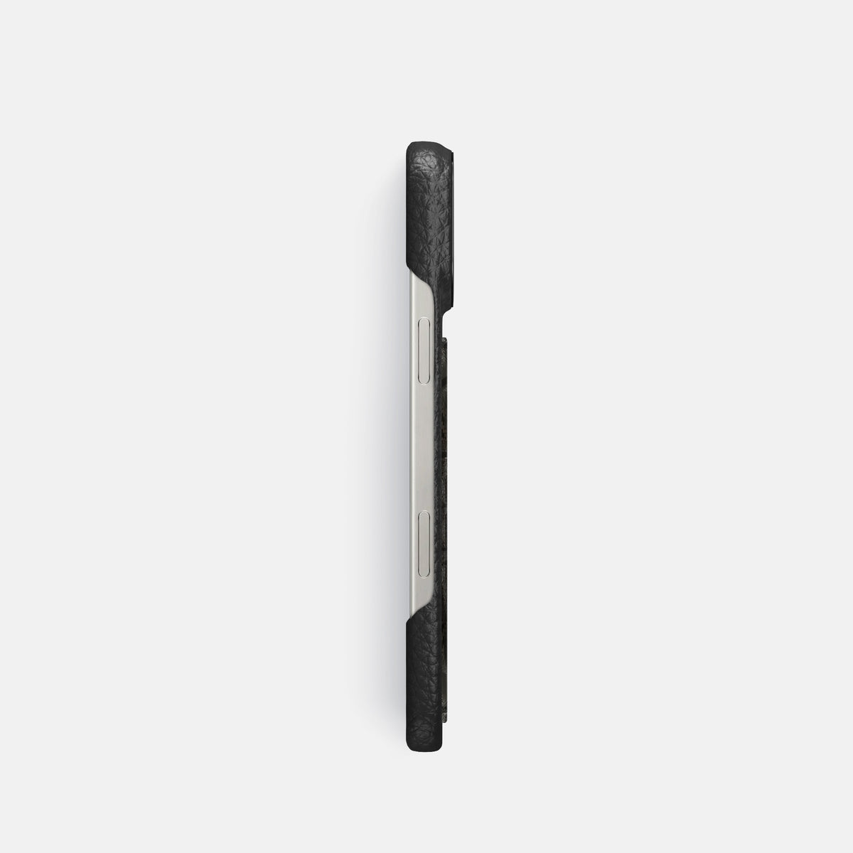 Black iPhone 16 Pro Classic Case Calf with Black Metal -3 | Black-Black