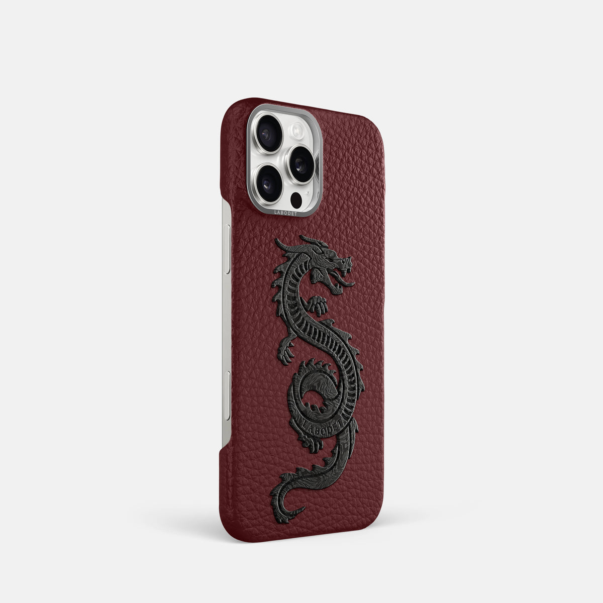 Bordeaux iPhone 16 Pro Classic Case Calf with Steel Metal -2 | Bordeaux-Steel