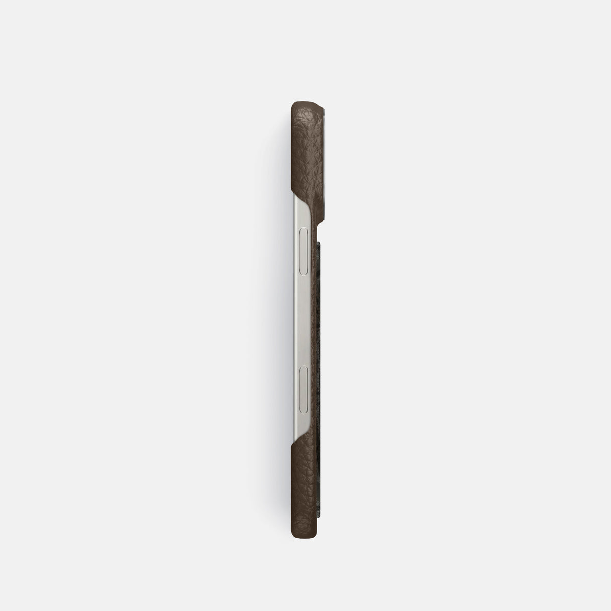 Dark Brown iPhone 16 Pro Classic Case Calf with Steel Metal -3 | Dark-Brown-Steel