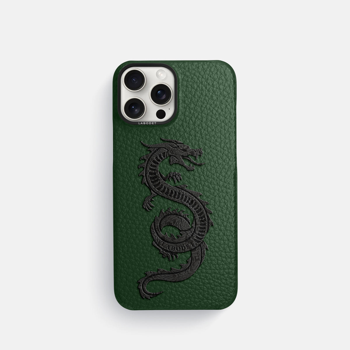 Dark Green iPhone 16 Pro Classic Case Calf with Black Metal -1 | Dark-Green-Black