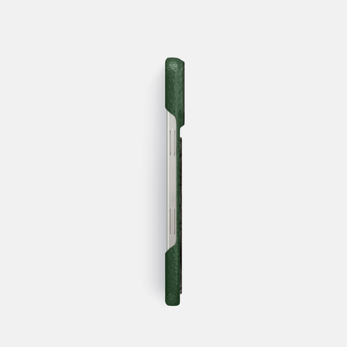 Dark Green iPhone 16 Pro Classic Case Calf with Black Metal -3 | Dark-Green-Black