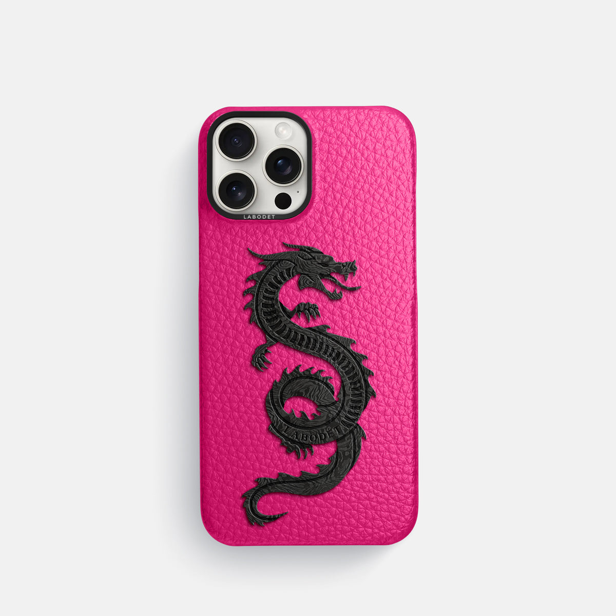 Magenta iPhone 16 Pro Classic Case Calf with Black Metal -1 | Magenta-Black