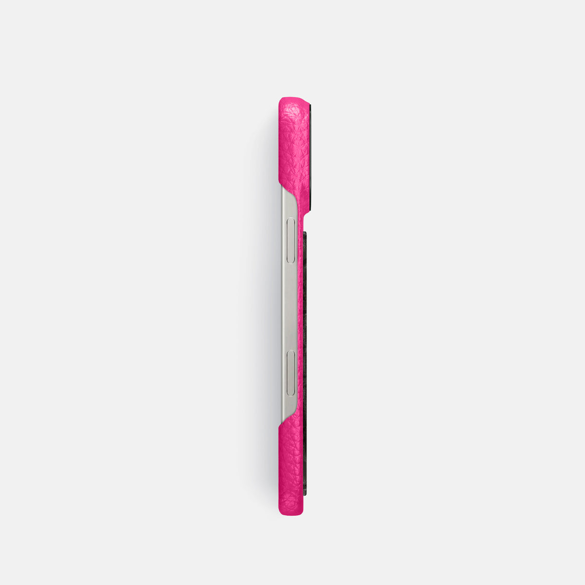 Magenta iPhone 16 Pro Classic Case Calf with Black Metal -3 | Magenta-Black