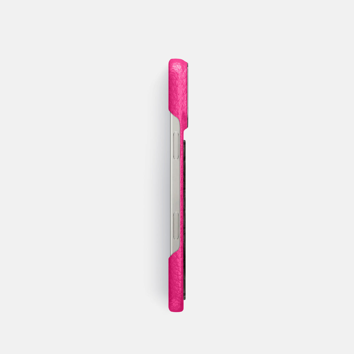 Magenta iPhone 16 Pro Classic Case Calf with Steel Metal -3 | Magenta-Steel