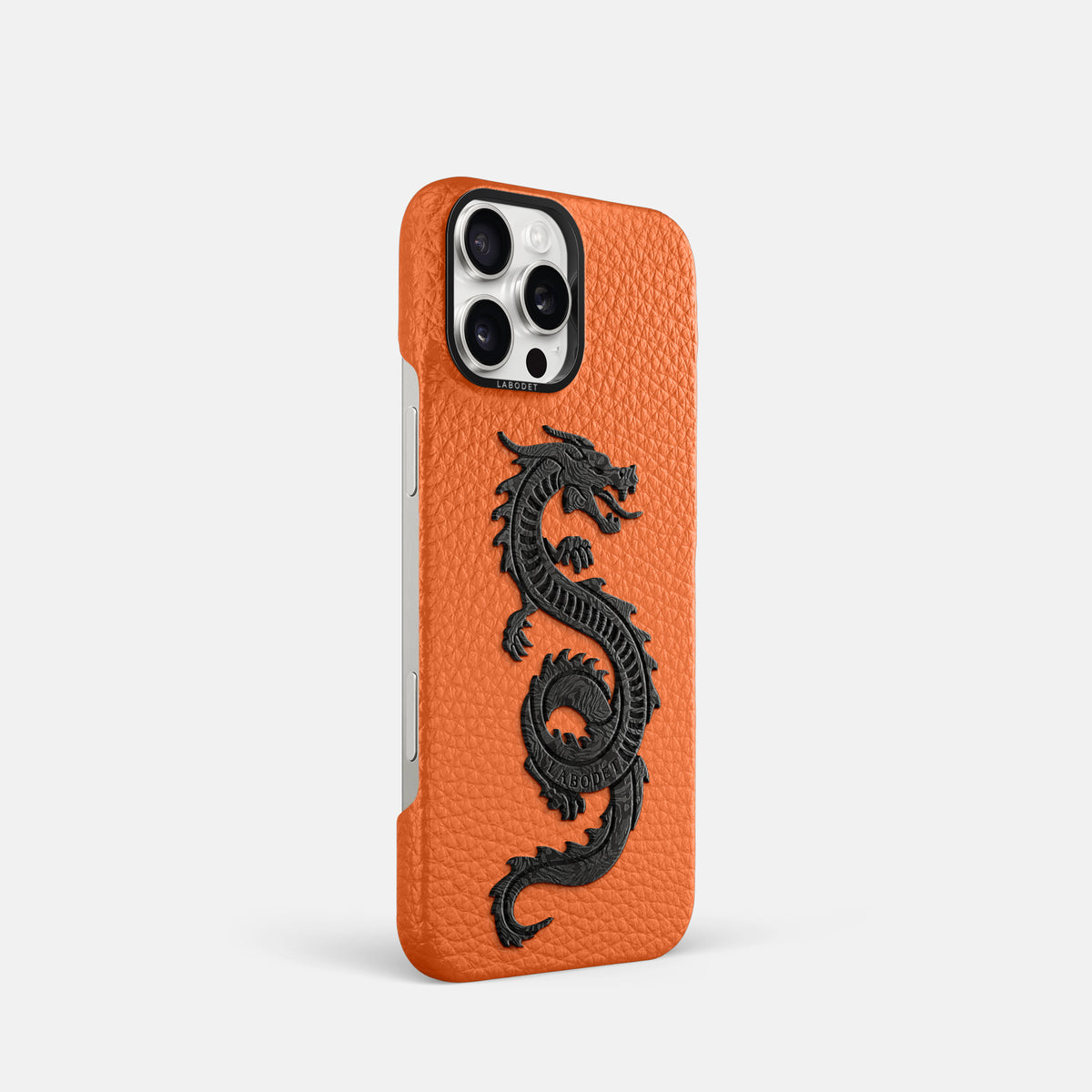 Orange iPhone 16 Pro Classic Case Calf with Black Metal -2 | Orange-Black