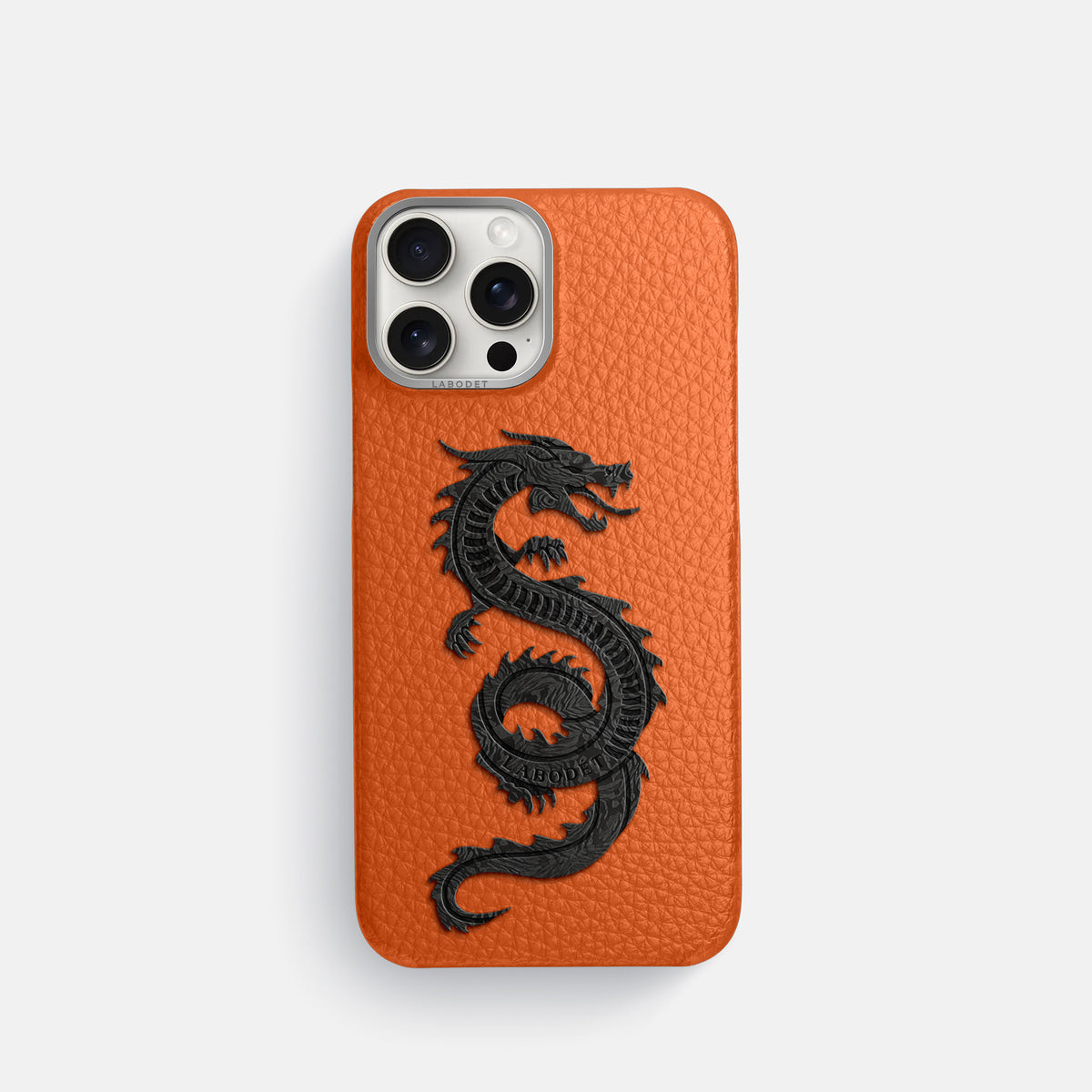 Orange iPhone 16 Pro Classic Case Calf with Steel Metal -1 | Orange-Steel