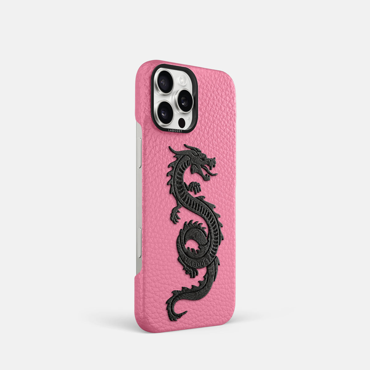 Pink iPhone 16 Pro Classic Case Calf with Black Metal -2 | Pink-Black