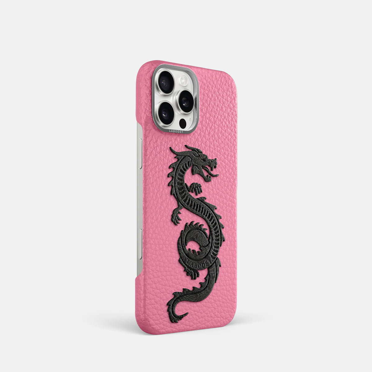 Pink iPhone 16 Pro Classic Case Calf with Steel Metal -2 | Pink-Steel