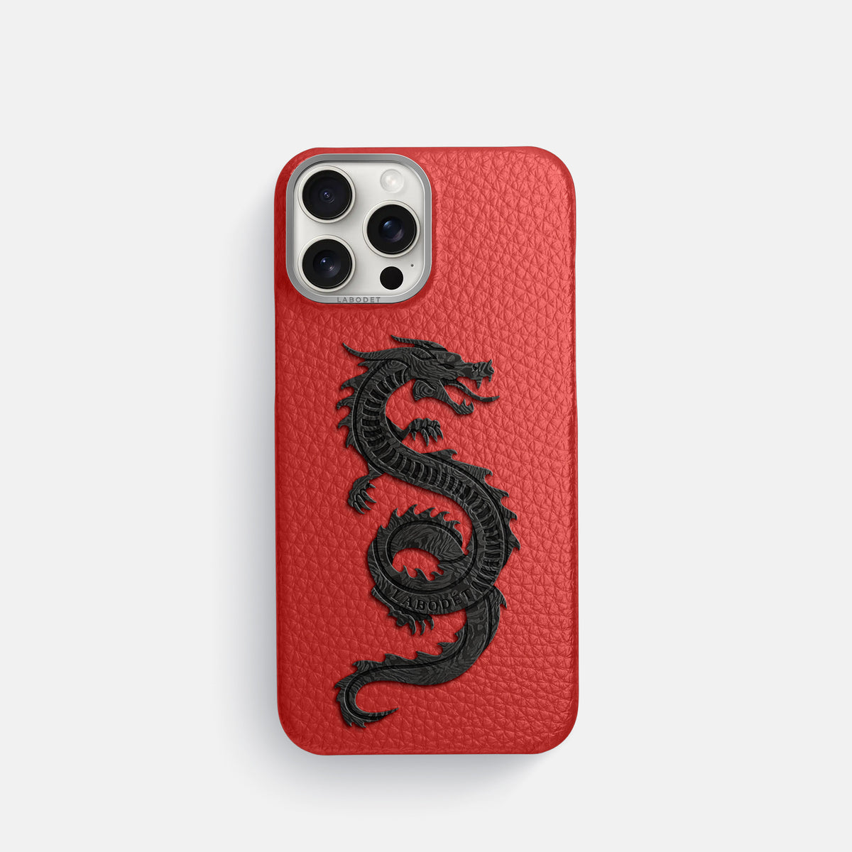 Red iPhone 16 Pro Classic Case Calf with Steel Metal -1 | Red-Steel
