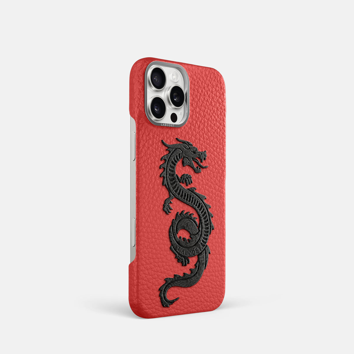 Red iPhone 16 Pro Classic Case Calf with Steel Metal -2 | Red-Steel