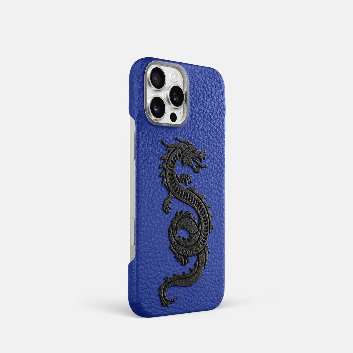 Royal Blue iPhone 16 Pro Classic Case Calf with Steel Metal -2 | Royal-Blue-Steel