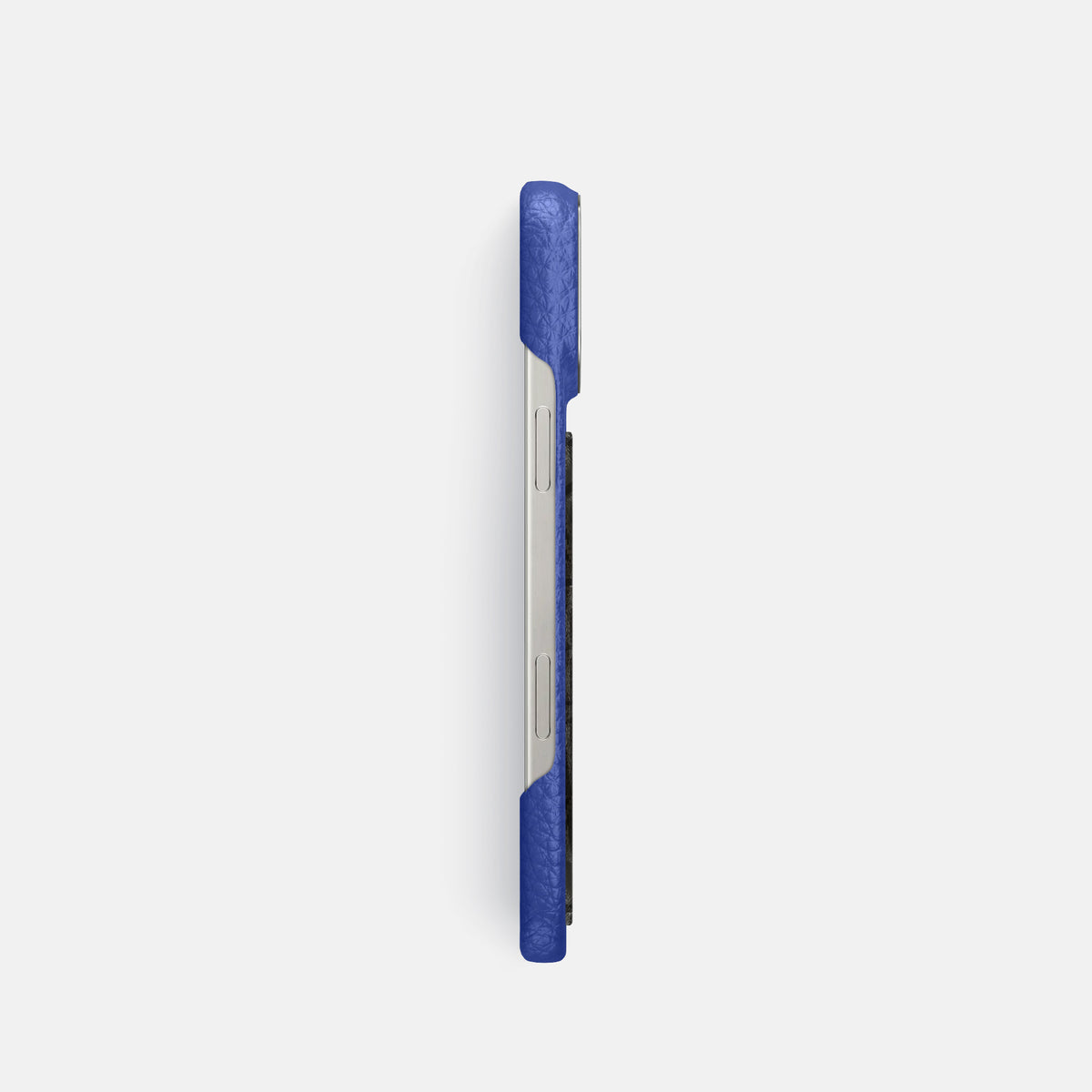 Royal Blue iPhone 16 Pro Classic Case Calf with Steel Metal -3 | Royal-Blue-Steel