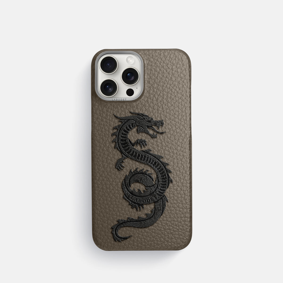 Taupe iPhone 16 Pro Classic Case Calf with Steel Metal -1 | Taupe-Steel