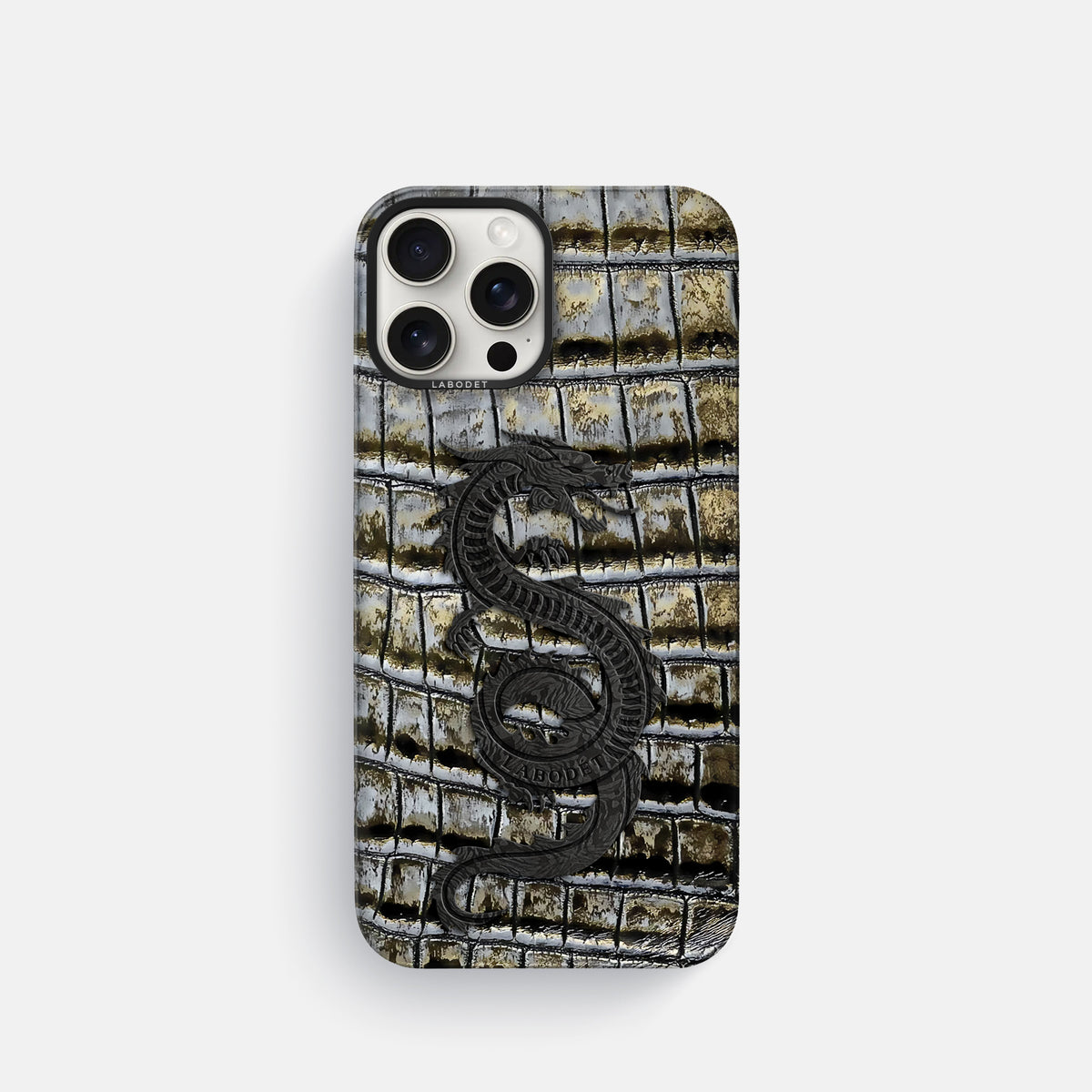 Antique-Bronze iPhone 16 Pro Classic Case Himalayan Crocodile with Black Metal -1 | Antique-Bronze-Black