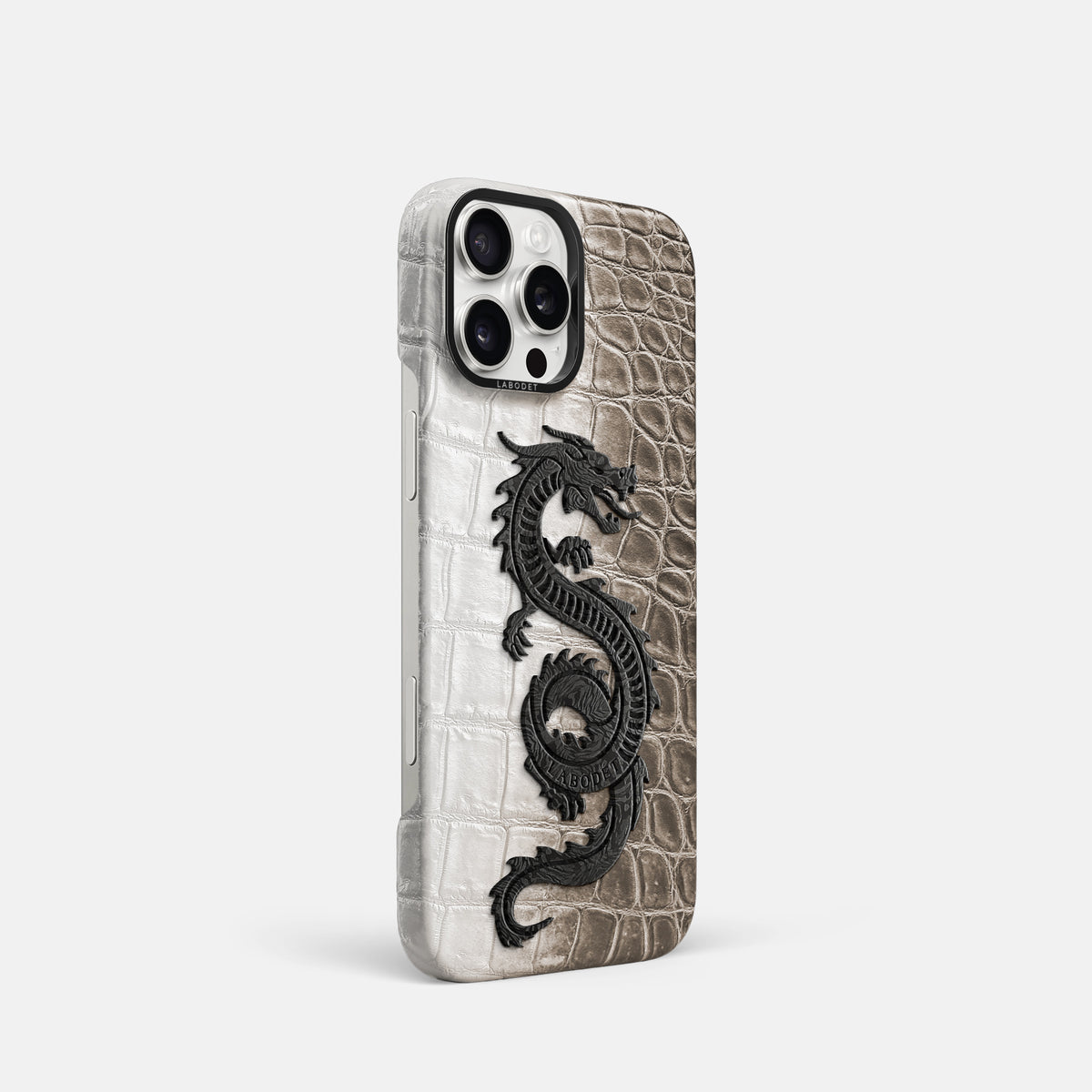 Dark iPhone 16 Pro Classic Case Himalayan Crocodile with Black Metal -2 | Dark-Black