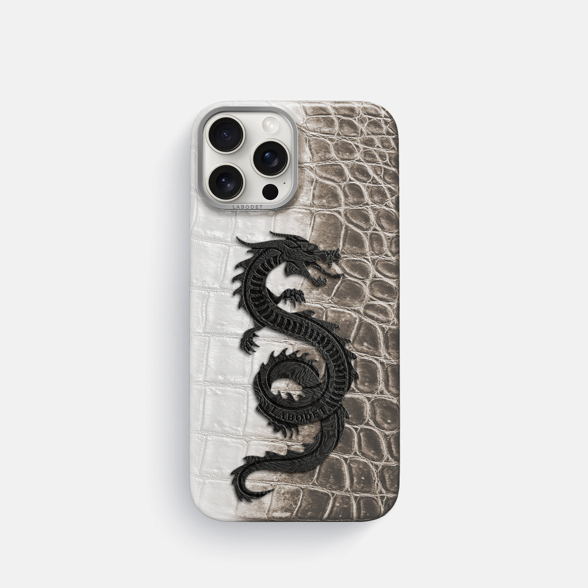 Dark iPhone 16 Pro Classic Case Himalayan Crocodile with Steel Metal -1 | Dark-Steel