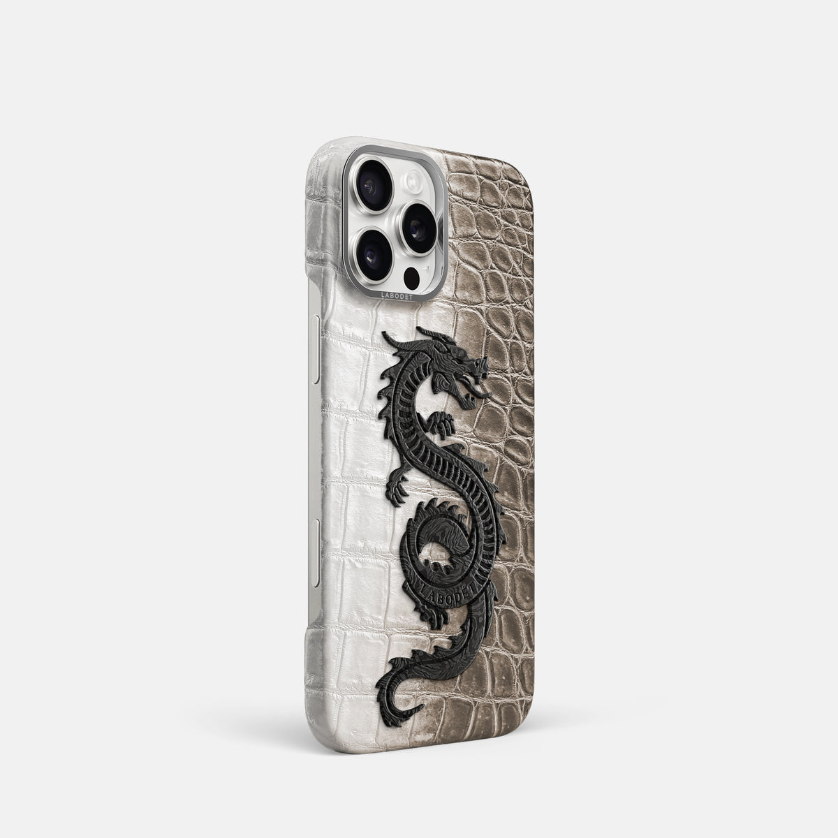 Dark iPhone 16 Pro Classic Case Himalayan Crocodile with Steel Metal -2 | Dark-Steel