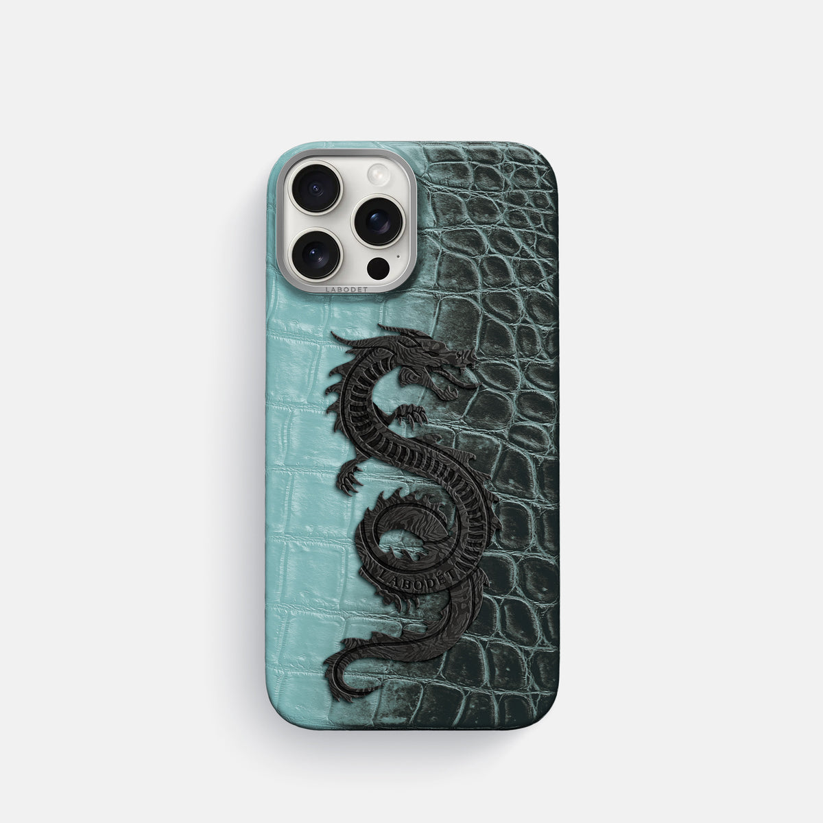 Light-Mint iPhone 16 Pro Classic Case Himalayan Crocodile with Steel Metal -1 | Light-Mint-Steel