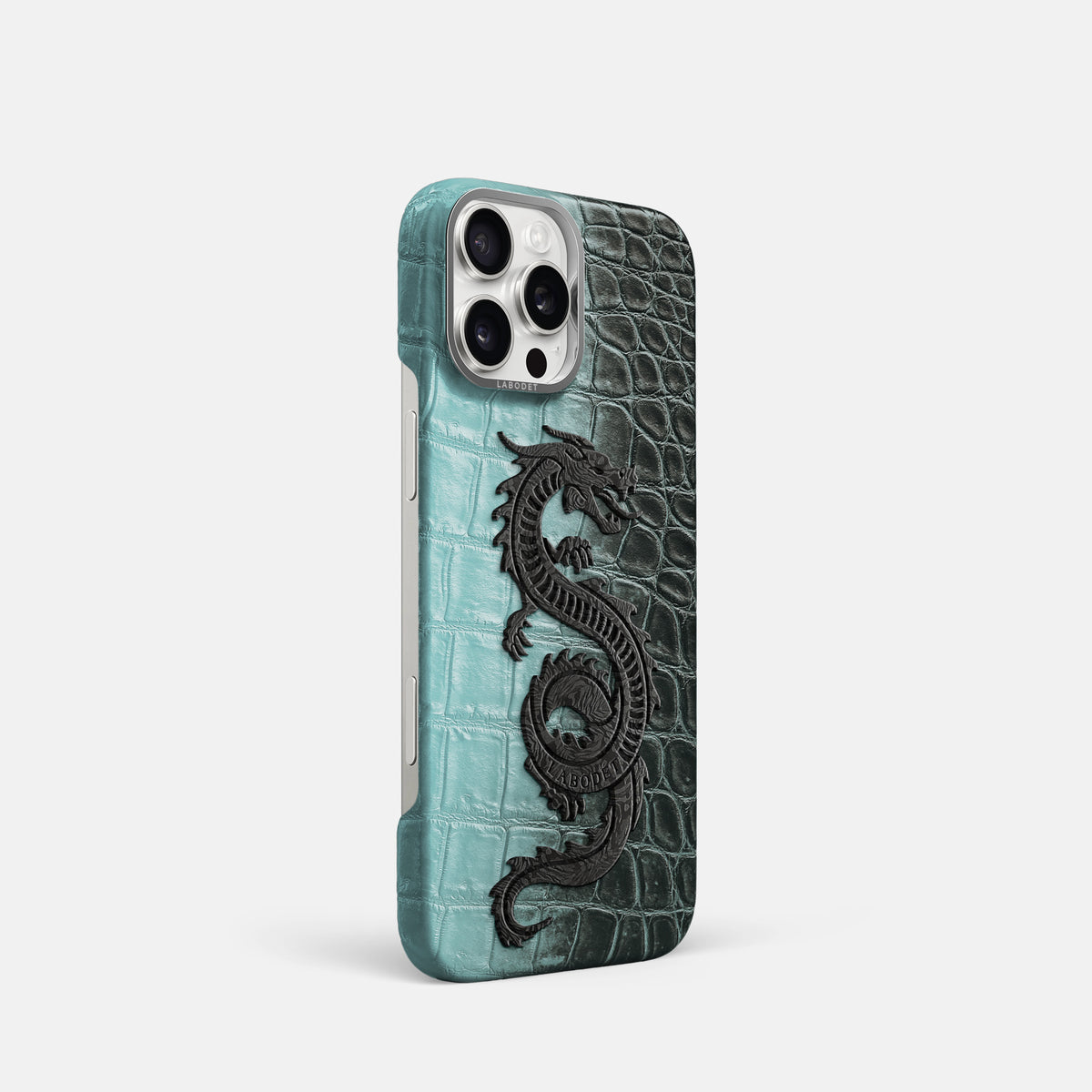 Light-Mint iPhone 16 Pro Classic Case Himalayan Crocodile with Steel Metal -2 | Light-Mint-Steel