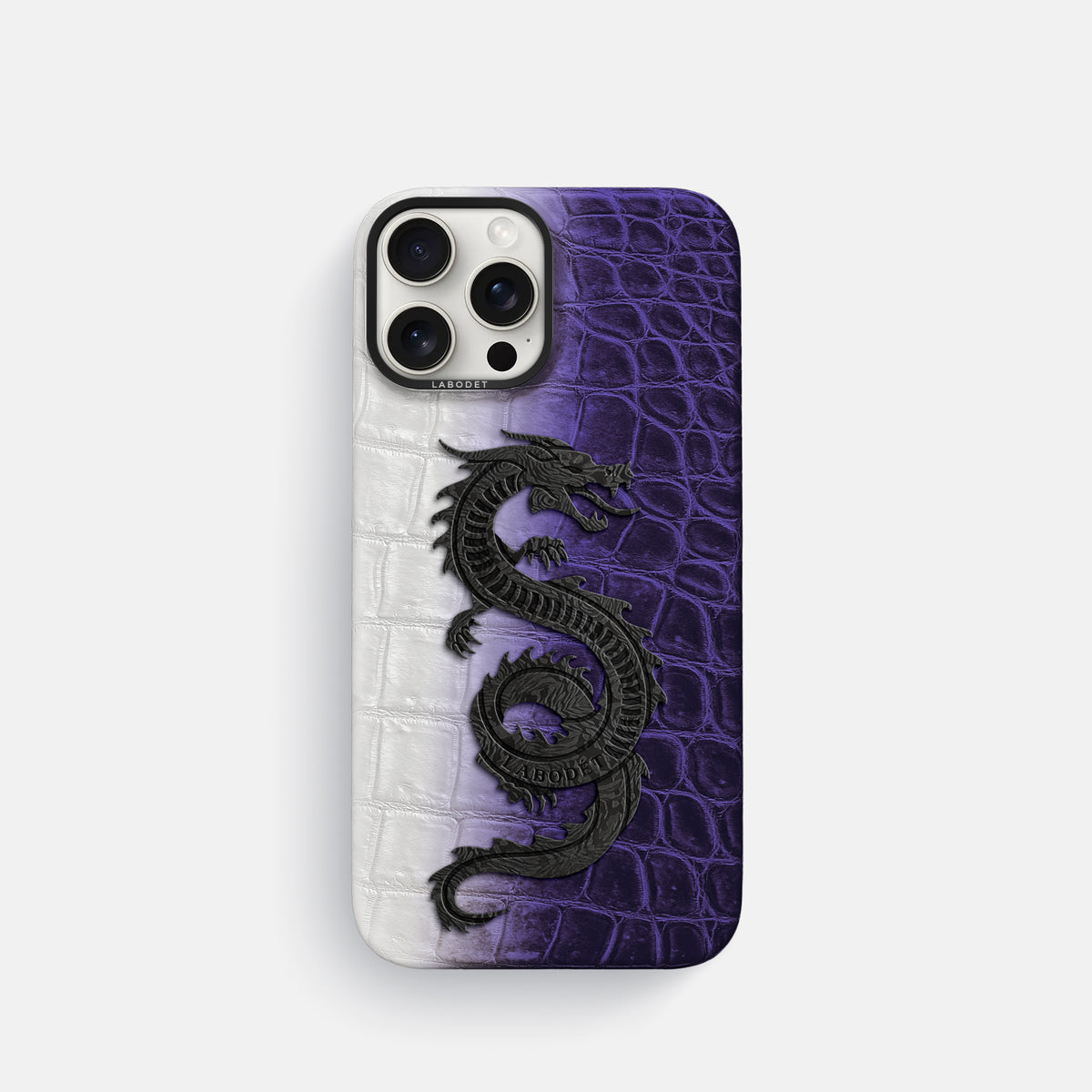 Purple iPhone 16 Pro Classic Case Himalayan Crocodile with Black Metal -1 | Purple-Black