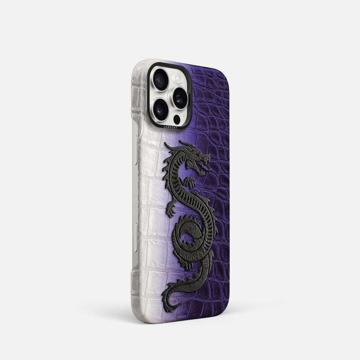 Purple iPhone 16 Pro Classic Case Himalayan Crocodile with Black Metal -2 | Purple-Black