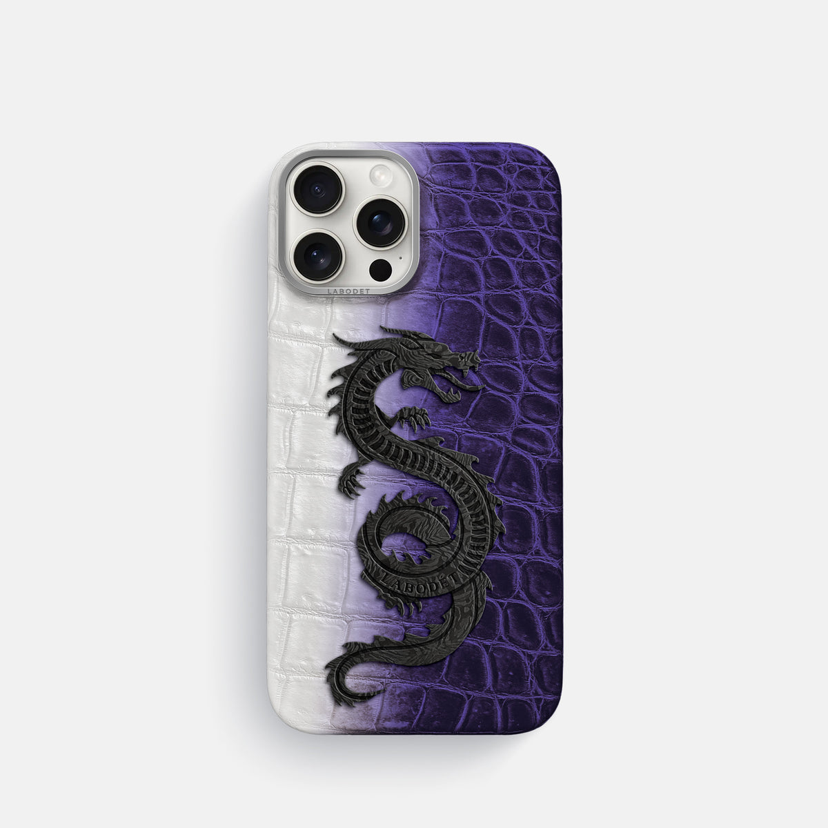Purple iPhone 16 Pro Classic Case Himalayan Crocodile with Steel Metal -1 | Purple-Steel