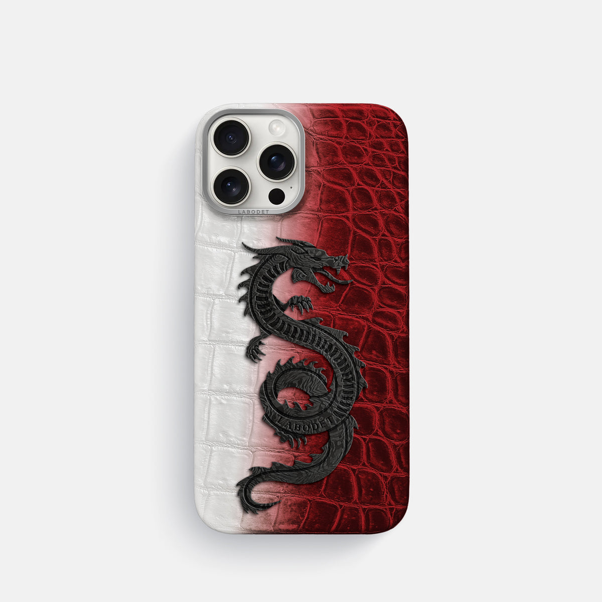 Red iPhone 16 Pro Classic Case Himalayan Crocodile with Steel Metal -1 | Red-Steel