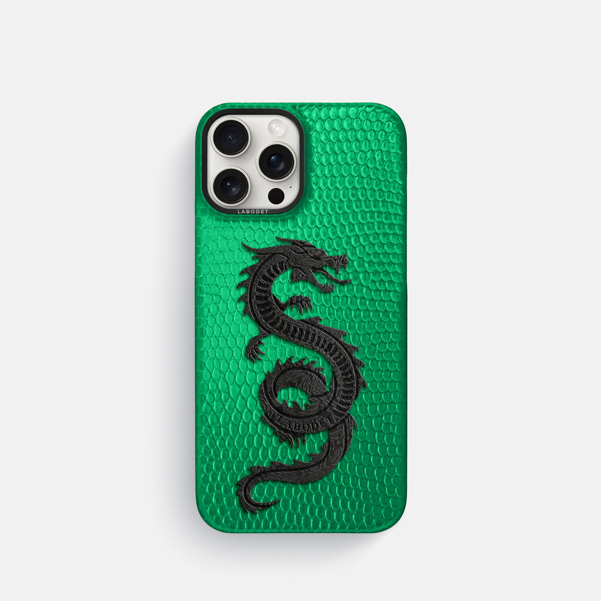 Apple-Green iPhone 16 Pro Classic Case Lizard with Black Metal -1 | Apple-Green-Black
