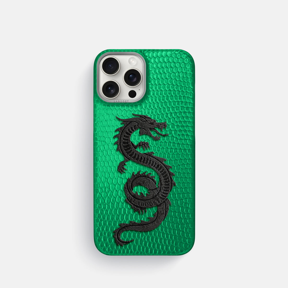 Apple-Green iPhone 16 Pro Classic Case Lizard with Steel Metal -1 | Apple-Green-Steel