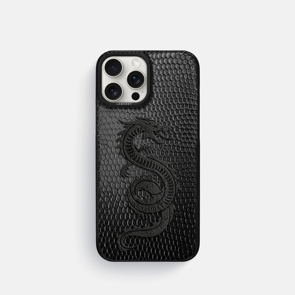 Black iPhone 16 Pro Classic Case Lizard with Black Metal -1 | Black-Black