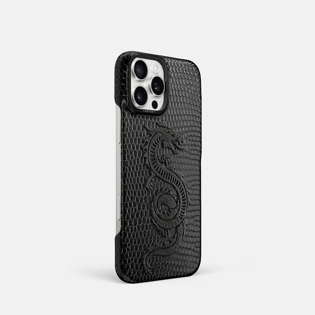 Black iPhone 16 Pro Classic Case Lizard with Black Metal -2 | Black-Black
