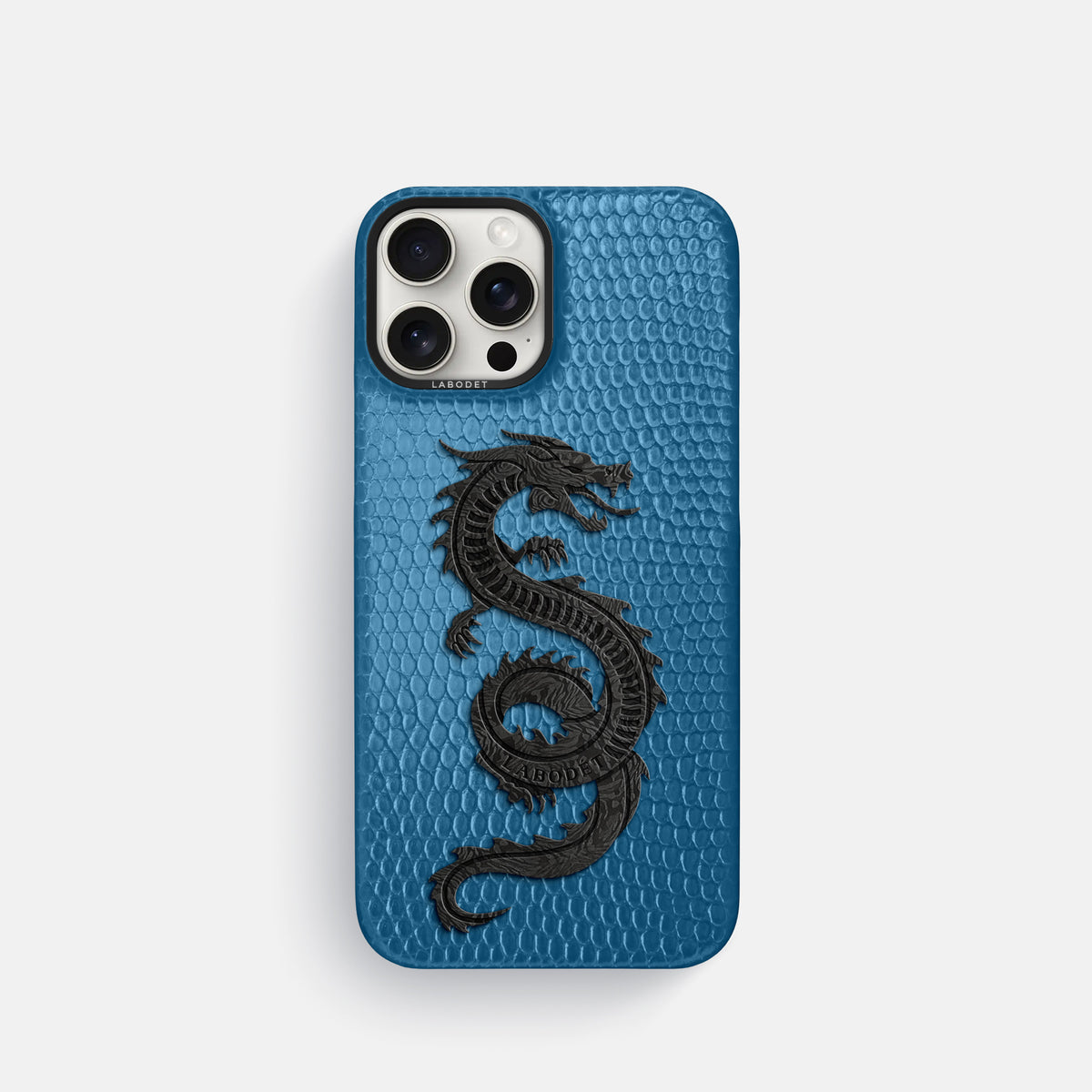 Blue iPhone 16 Pro Classic Case Lizard with Black Metal -1 | Blue-Black