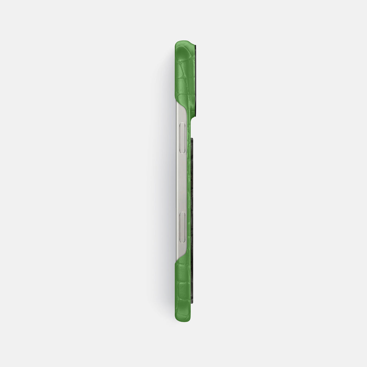 Apple-Green iPhone 16 Pro Max Classic Case Alligator with Black Metal -3 | Apple-Green-Black