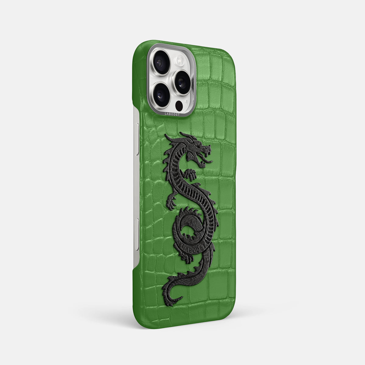 Apple-Green iPhone 16 Pro Max Classic Case Alligator with Steel Metal -2 | Apple-Green-Steel