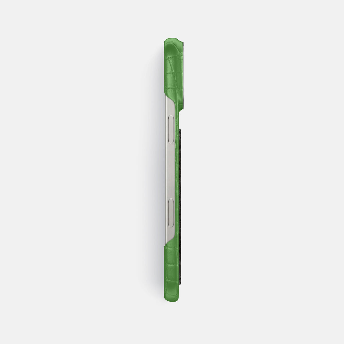 Apple-Green iPhone 16 Pro Max Classic Case Alligator with Steel Metal -3 | Apple-Green-Steel