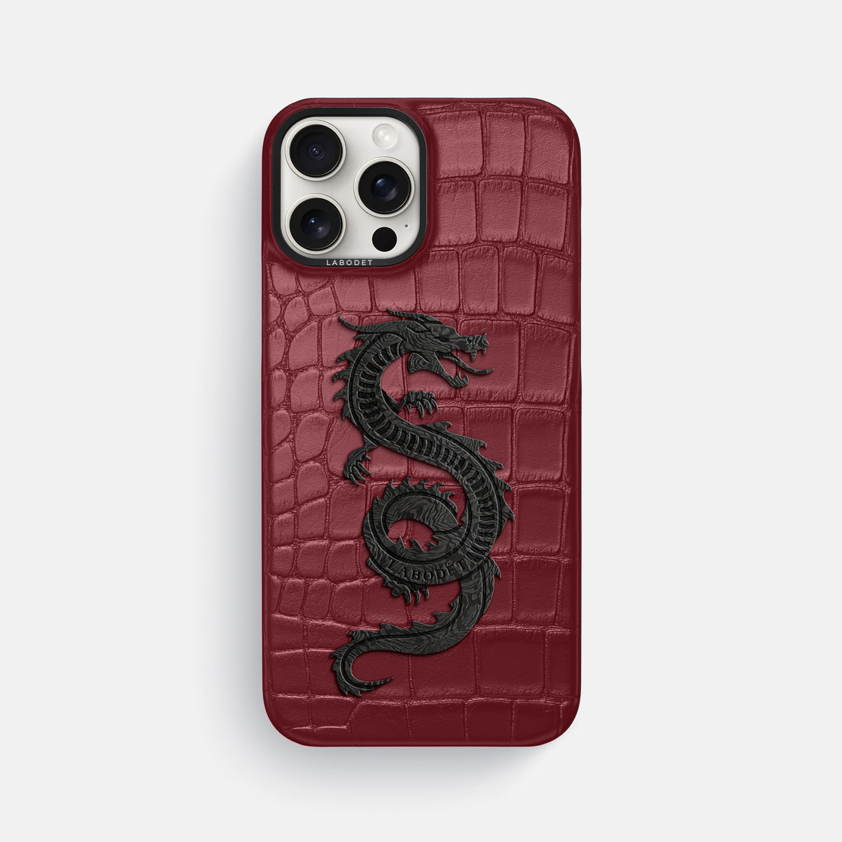 Burgundy iPhone 16 Pro Max Classic Case Alligator with Black Metal -1 | Burgundy-Black