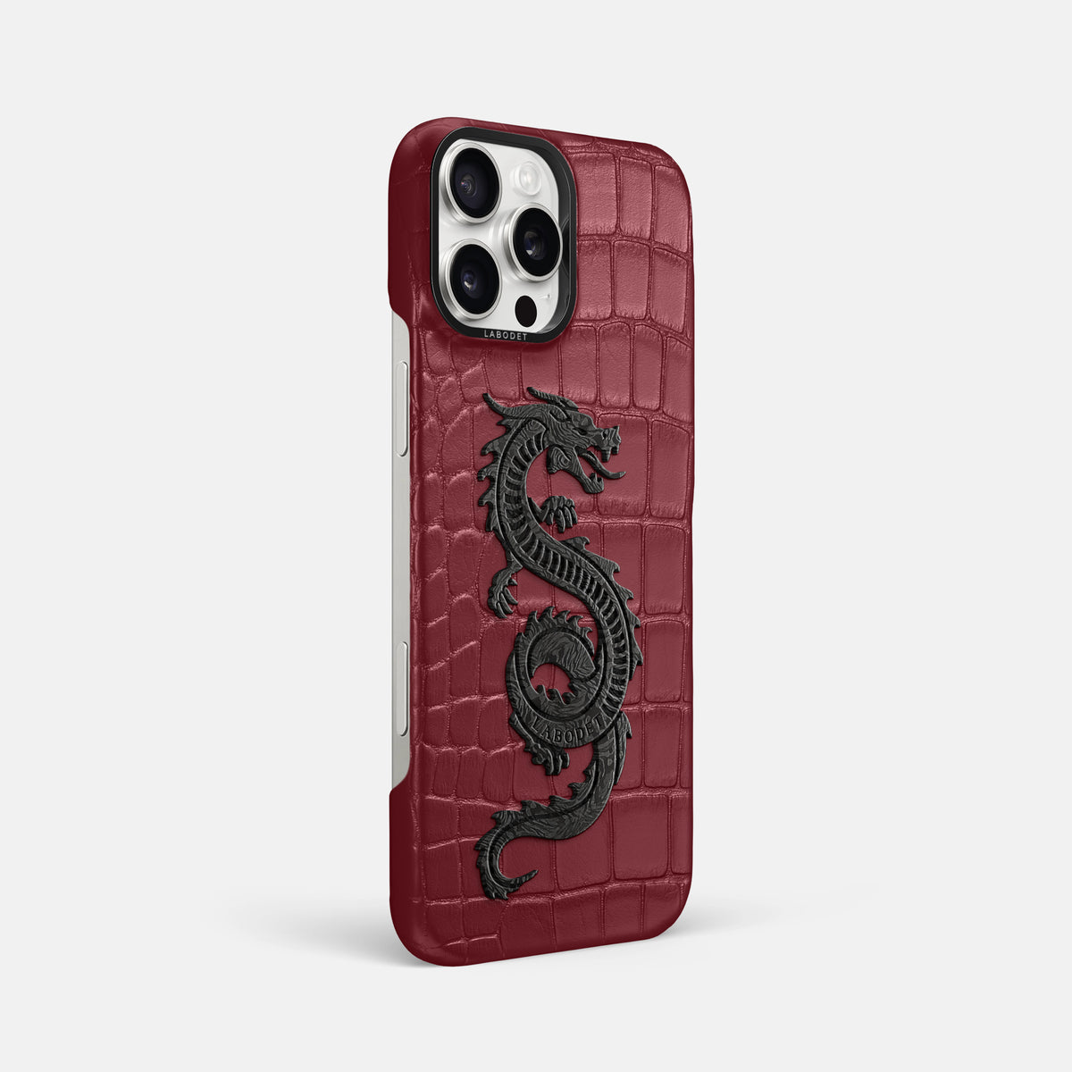 Burgundy iPhone 16 Pro Max Classic Case Alligator with Black Metal -2 | Burgundy-Black