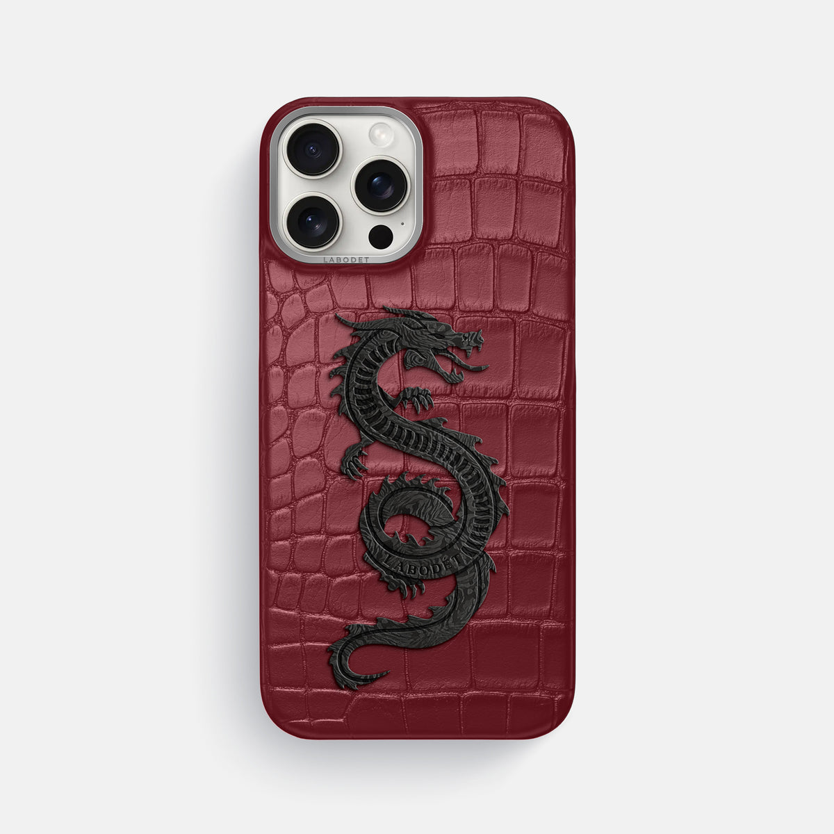 Burgundy iPhone 16 Pro Max Classic Case Alligator with Steel Metal -1 | Burgundy-Steel
