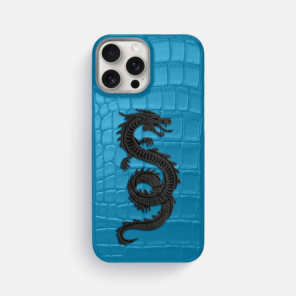 Curaçao-Blue iPhone 16 Pro Max Classic Case Alligator with Steel Metal -1 | Curaçao-Blue-Steel