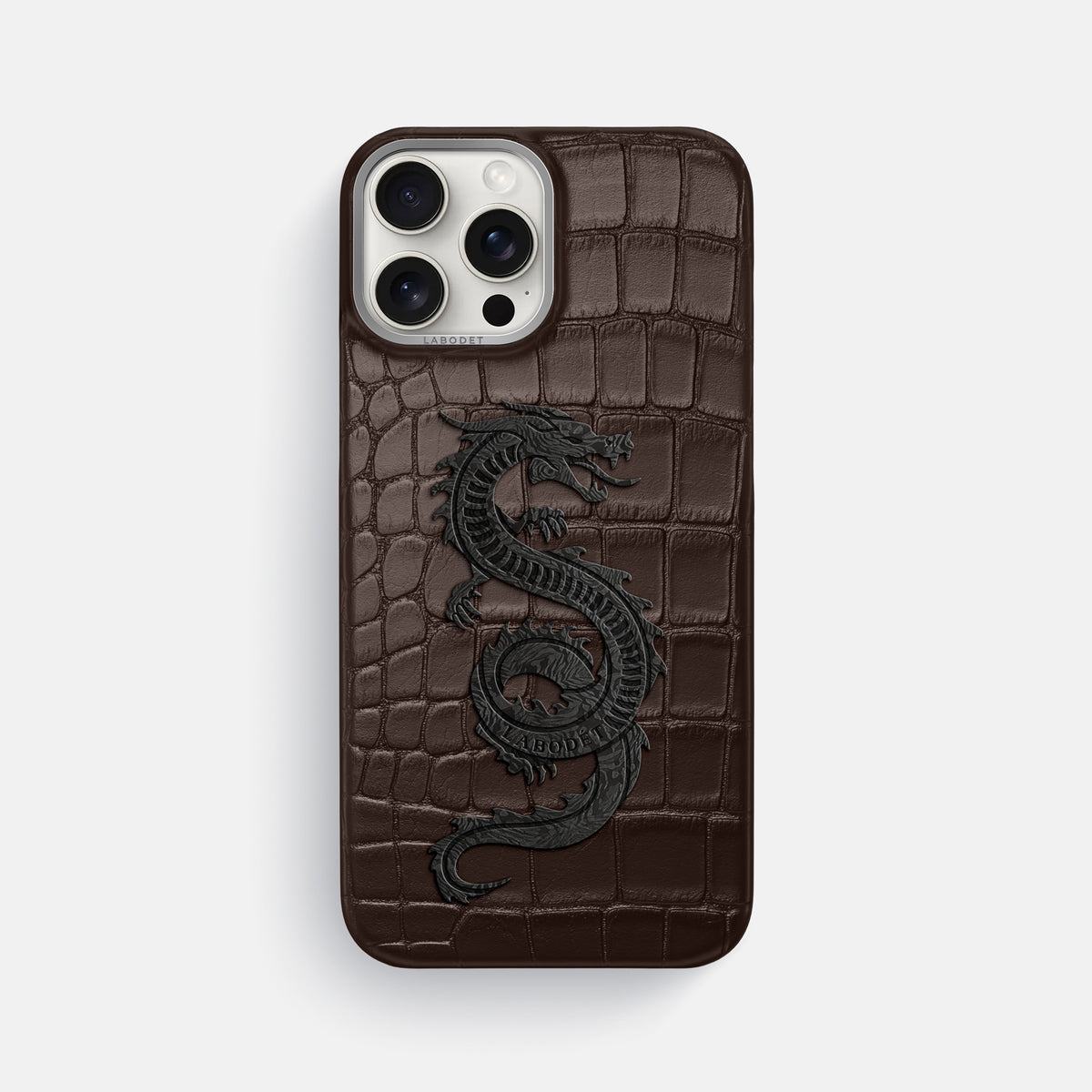 Dark-Brown iPhone 16 Pro Max Classic Case Alligator with Steel Metal -1 | Dark-Brown-Steel
