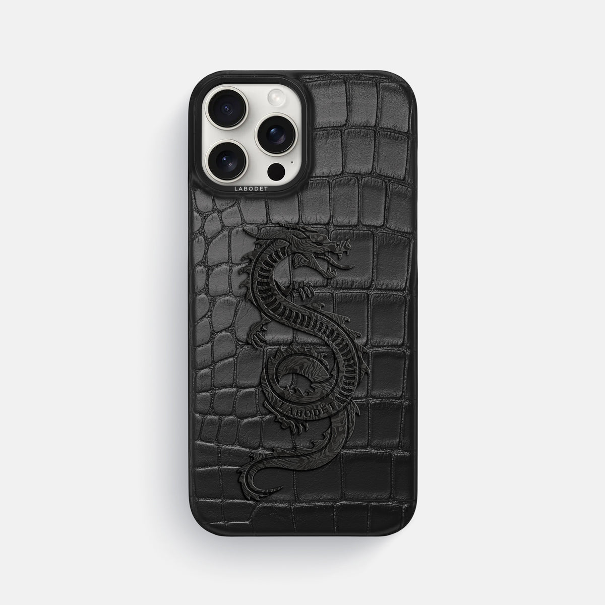 Black iPhone 16 Pro Max Classic Case Alligator with Black Metal -1 | Black-Black