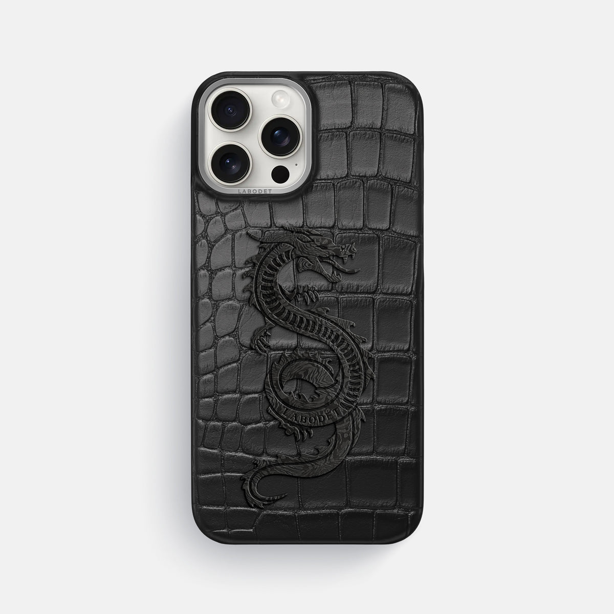 Black iPhone 16 Pro Max Classic Case Alligator with Steel Metal -1 | Black-Steel